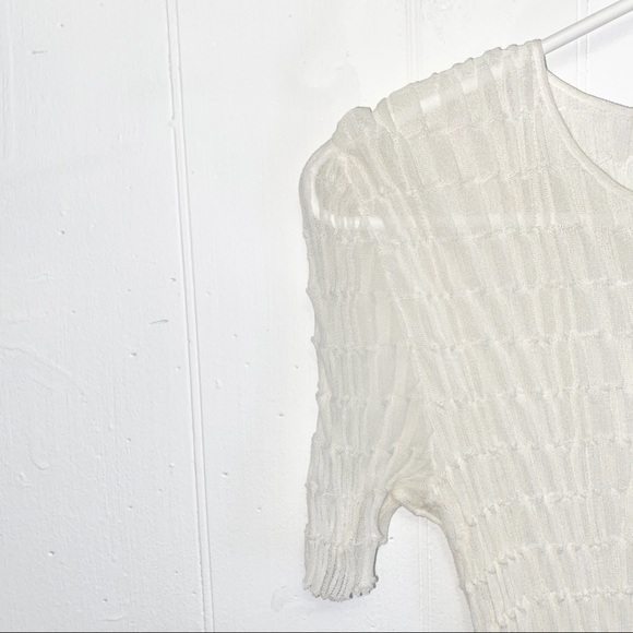Akris White Sheer Gauze Smocked Blouse - Picture 4 of 12